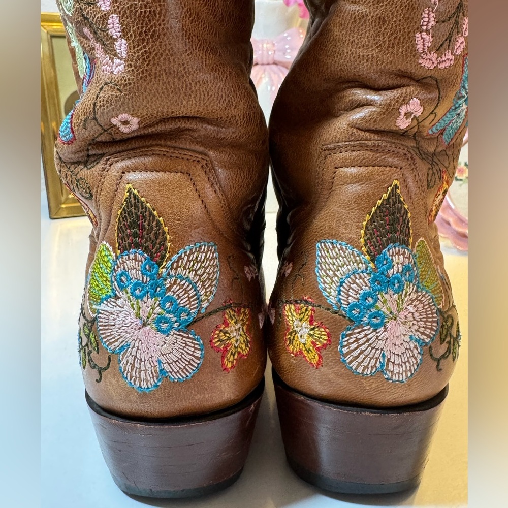 Old Gringo Eden Floral Embroidered Brown Cowboy Boots Size 7 - Picture 11 of 15